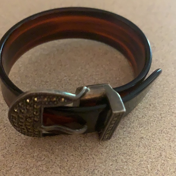 Jewelry - TORTOISE SHELL and MARCASITE BUCKLE BRACELET Vintage